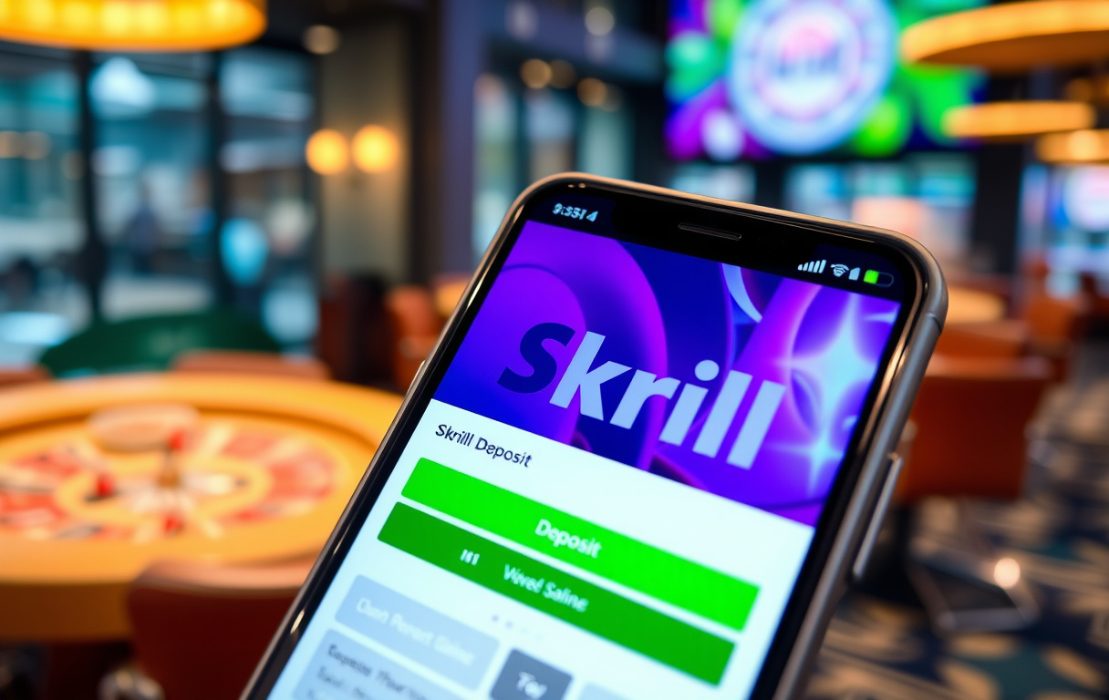 Skrill-app på mobil med casinoinnskudd